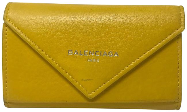 Balenciaga Yellow Jaune Soleil Papier Key and Card Case Wallet
