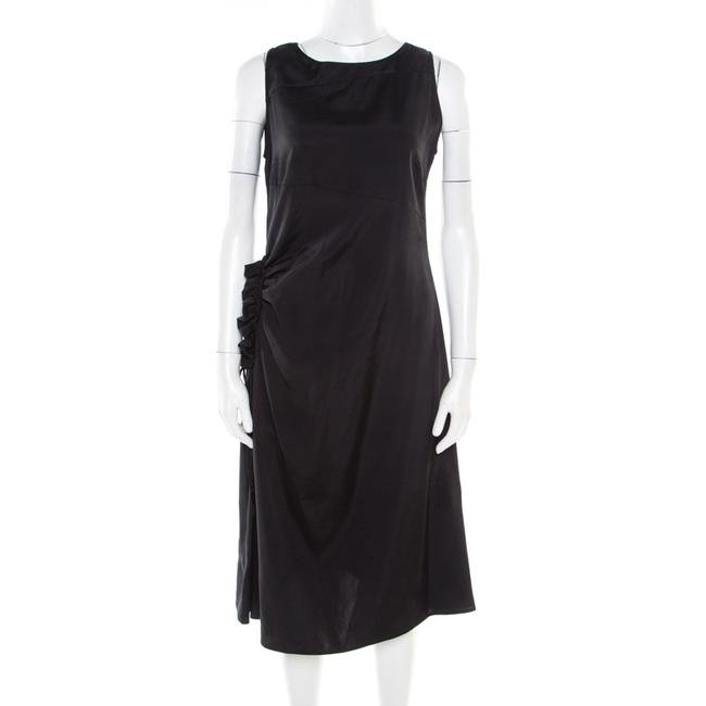 Bottega Veneta Black Asymmetric Ruffle Draped Sleeveless Shift