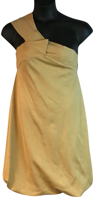Bottega Veneta Gold One Shoulder 42 Short Night Out Dress8 M