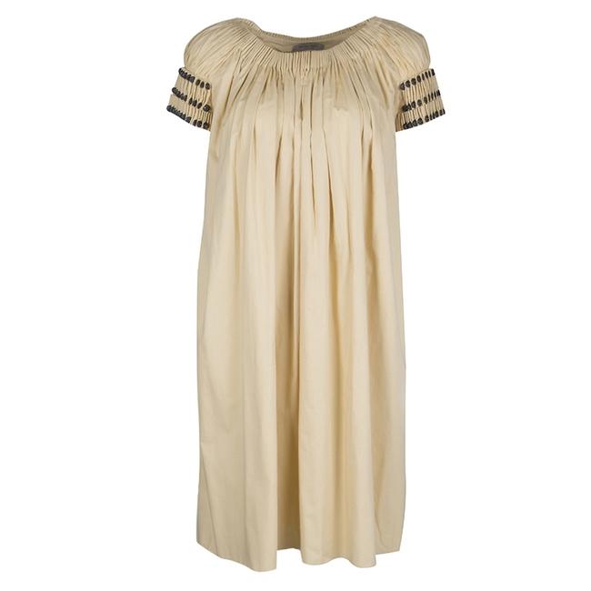 Bottega Veneta Yellow Gathered Cotton Button Detail