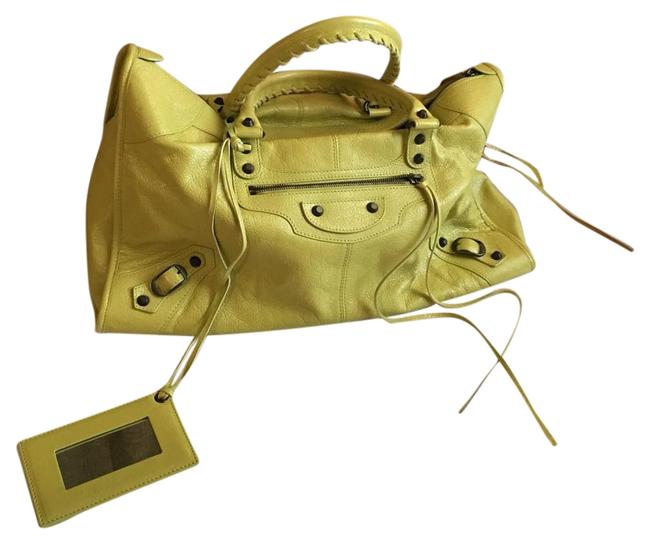 Balenciaga Large Work Yellow Leather Satchel