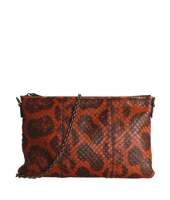 Bottega Veneta Bitello 190144 Red Snakeskin Cross Body Bag