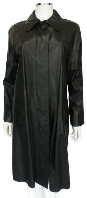 Bottega Veneta Black Leather Eu 44 Coat8 M