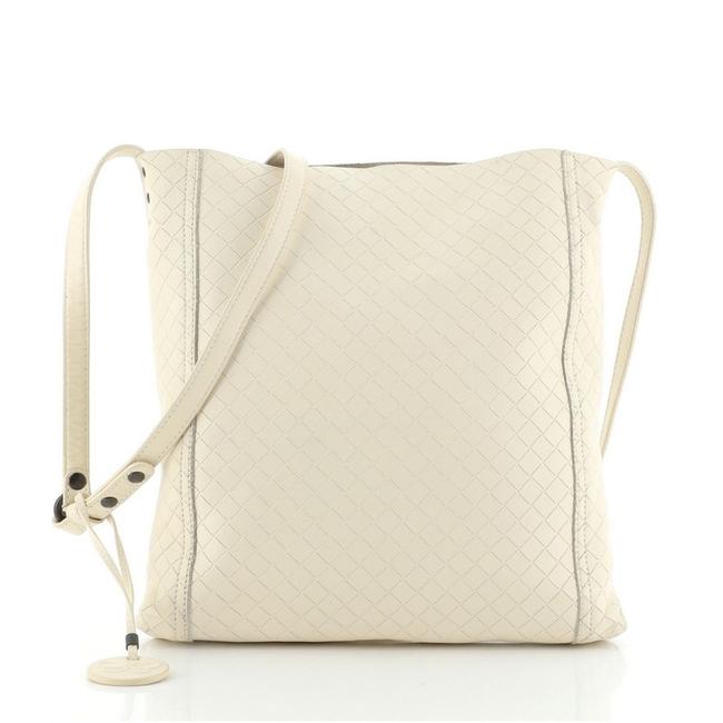 Bottega Veneta Intrecciomirage Neutral Leather Cross Body Bag