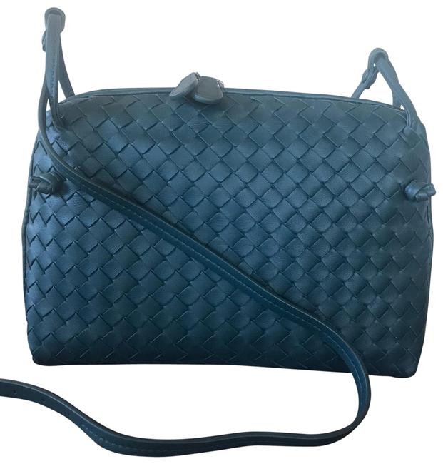 Bottega Veneta Messenger Nodini Petrol Blue Leather Cross Body Bag