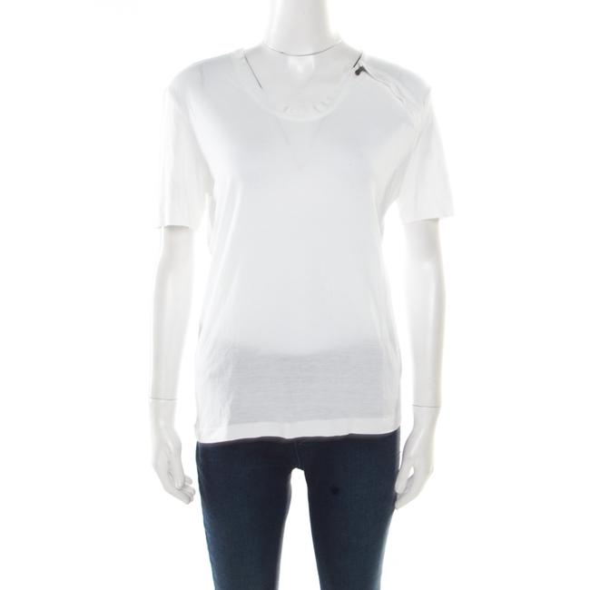 Bottega Veneta Off White Stretch Knit Zipper Detail T shirt S Tee Shirt