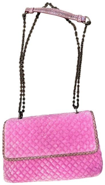 Bottega Veneta Quilted Pink Velvet Cross Body Bag