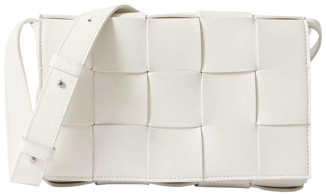 Bottega Veneta Shoulder Cassette Intrecciato White Leather Cross Body Bag