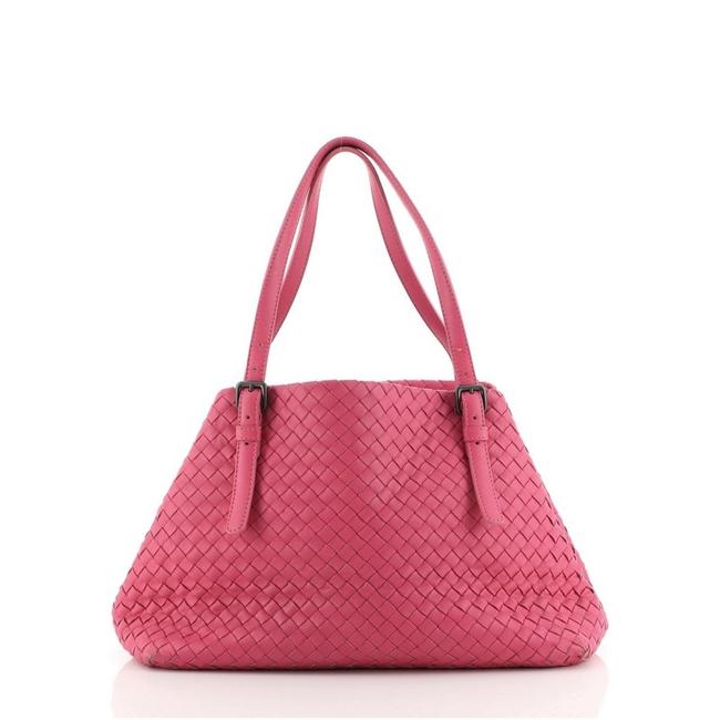 Bottega Veneta A shape Intrecciato Nappa Medium Pink Leather Tote