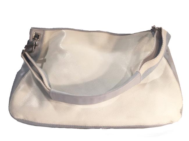 Bottega Veneta And White Baby Blue Leather Shoulder Bag