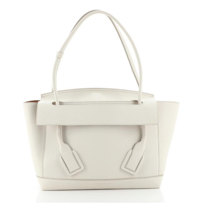 Bottega Veneta Arco Grainy Medium White Leather Satchel