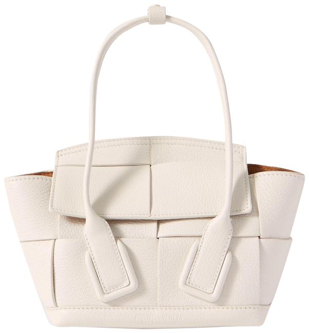 Bottega Veneta Arco Mini Intrecciato Textured leather White Tote