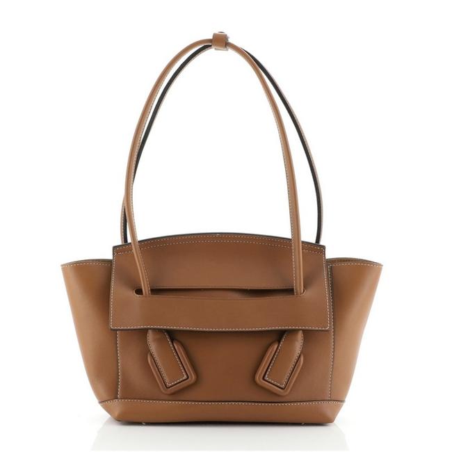 Bottega Veneta Arco Smooth Calfskin Small Brown Leather Shoulder Bag