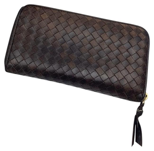 Bottega Veneta Around Wallet Brown Leather Clutch