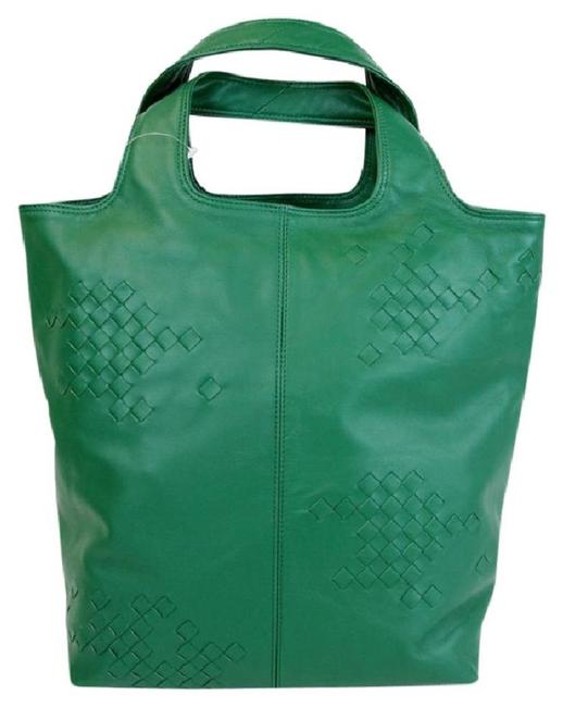 Bottega Veneta Bag Woven Detail 297981 3105 Green Leather Tote