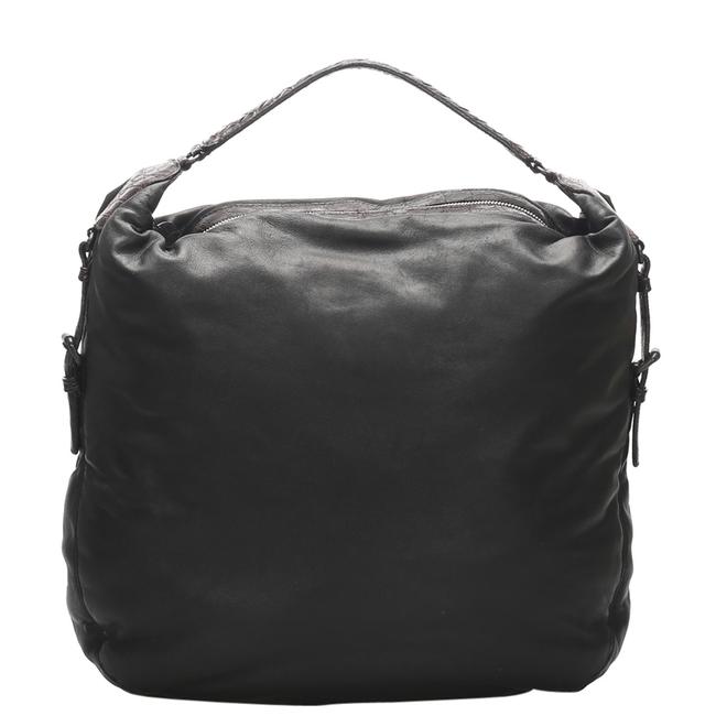 Bottega Veneta Black Intrecciato Leather Hobo Bag
