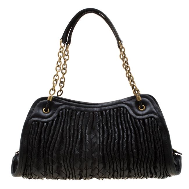 Bottega Veneta Black Intrecciato Leather Satchel