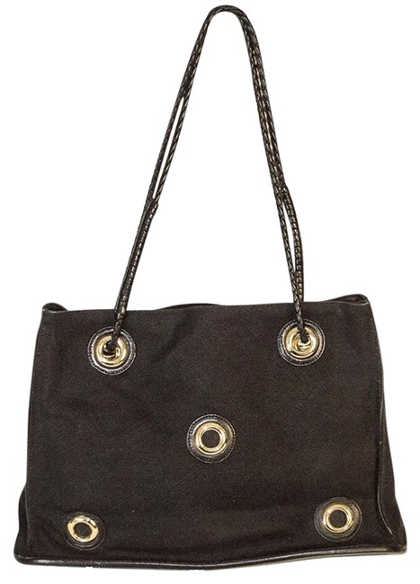 Bottega Veneta Black LeatherCotton Shoulder Bag