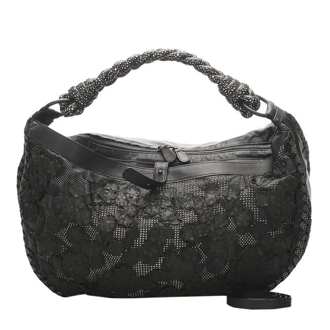 Bottega Veneta Black Leather Lace Shoulder Bag