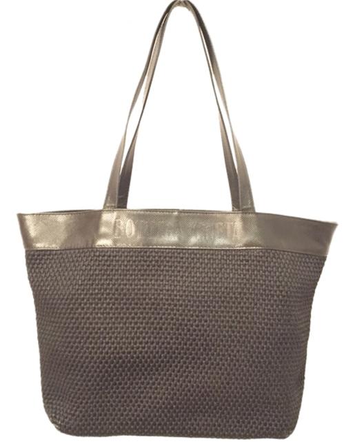 Bottega Veneta Black Natural Fiber and Leather Tote