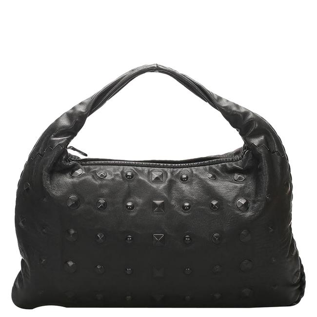 Bottega Veneta Black Studded Leather Hobo Bag