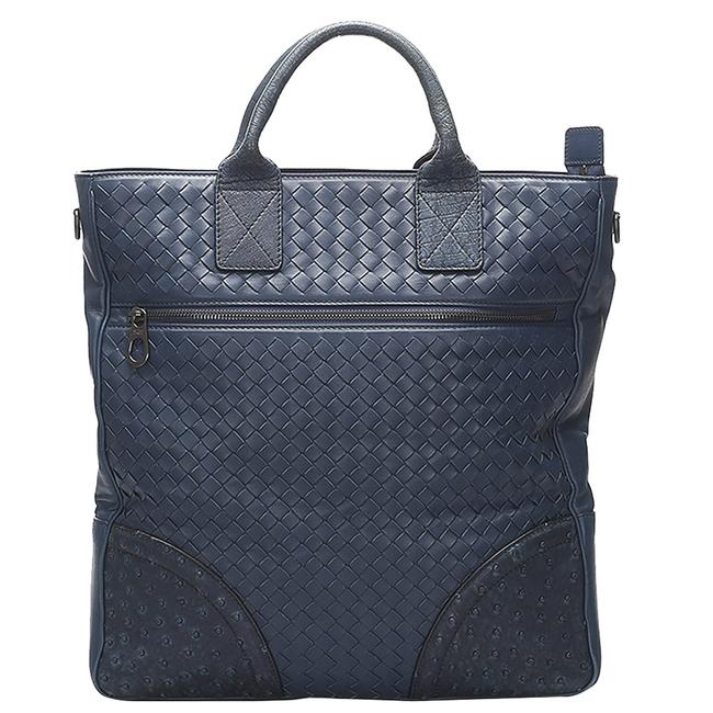 Bottega Veneta Blue Intrecciato Leather Satchel