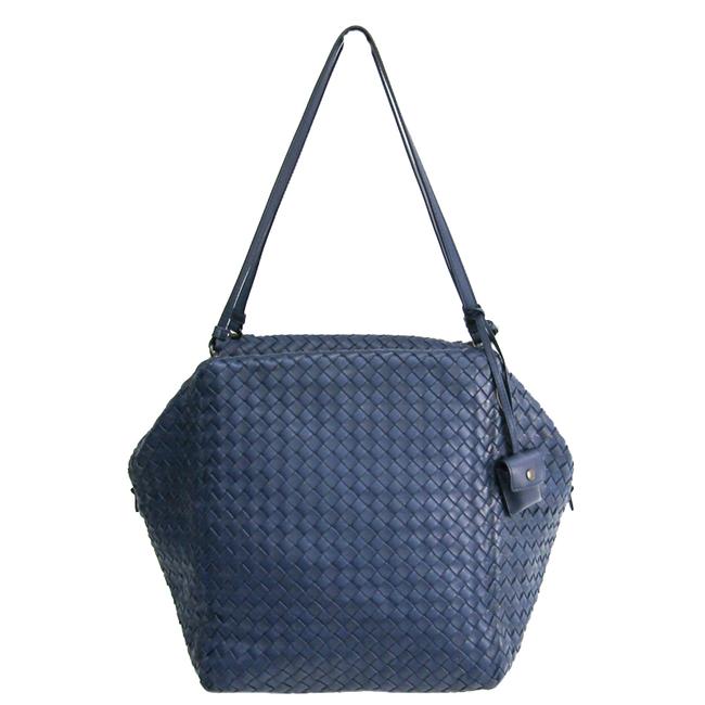 Bottega Veneta Blue Intrecciato Leather Shoulder Bag