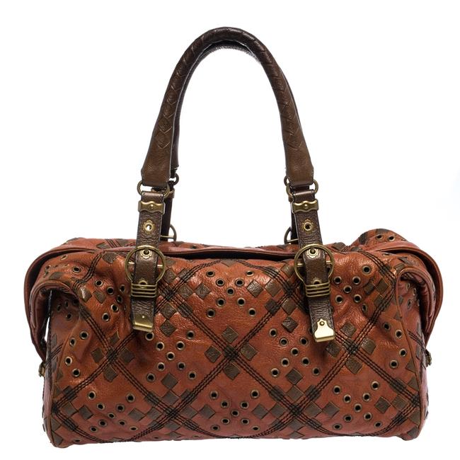 Bottega Veneta Boston Bag OrangeBrown Leather Grommet Satchel