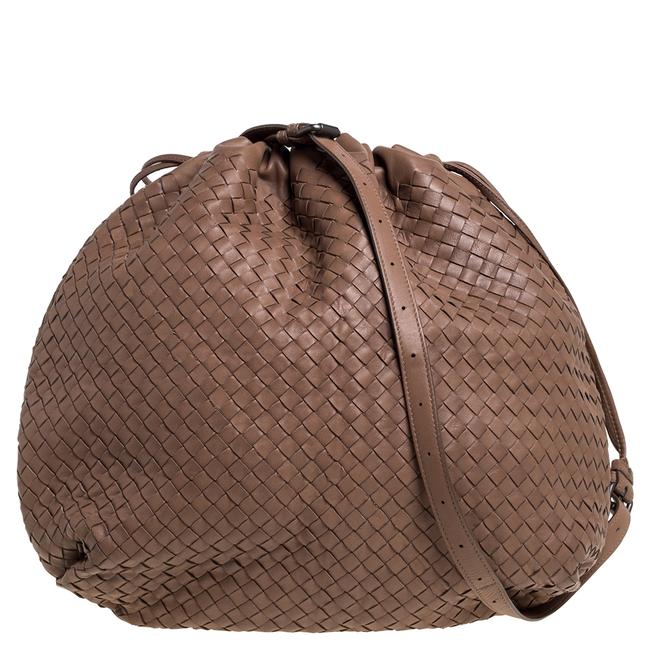 Bottega Veneta Brown Intrecciato Leather Drawstring Hobo Bag