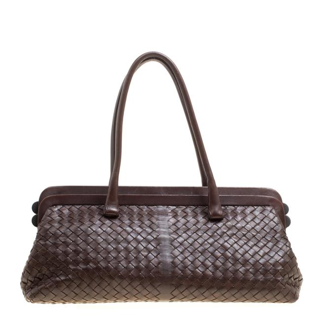 Bottega Veneta Brown Intrecciato Leather Frame Satchel