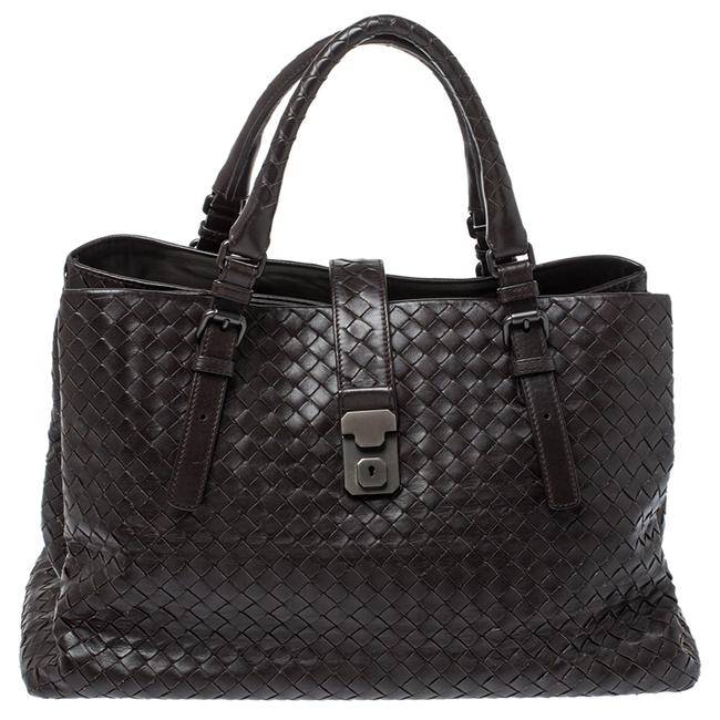 Bottega Veneta Brown Intrecciato Leather Medium Roma Tote