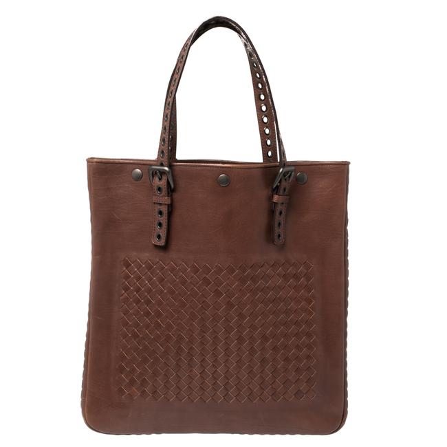 Bottega Veneta Brown Leather Grommet accented Tote