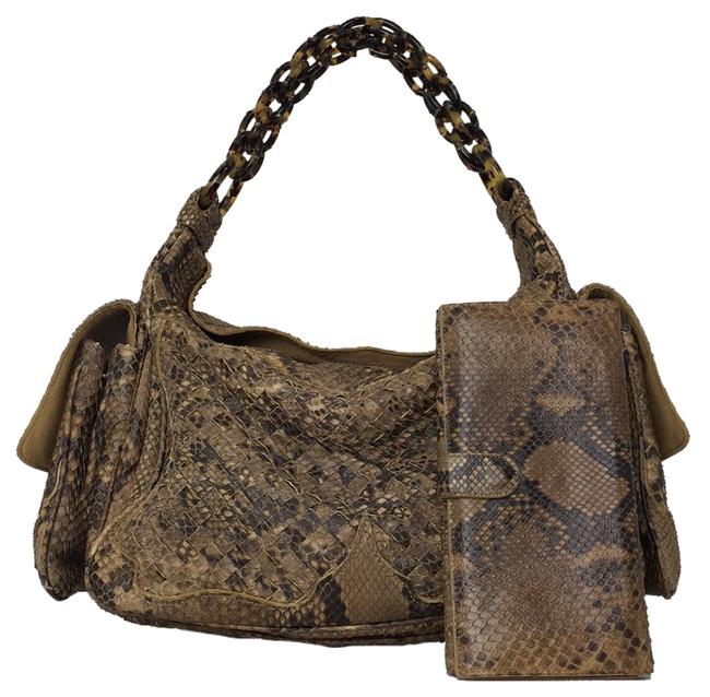 Bottega Veneta Brown PythonTortoise Hobo Bag