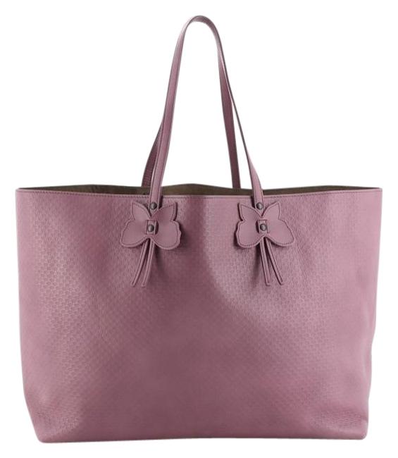 Bottega Veneta Butterfly Handle Embossed Medium Purple Leather Tote