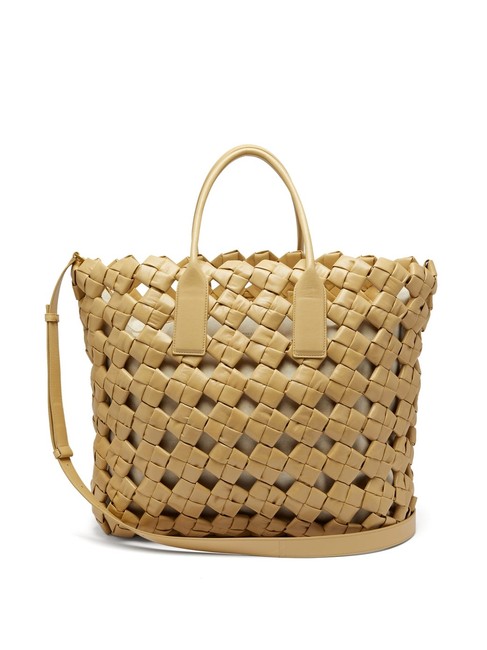Bottega Veneta Bv Window Intrecciato Ivory Leather Tote