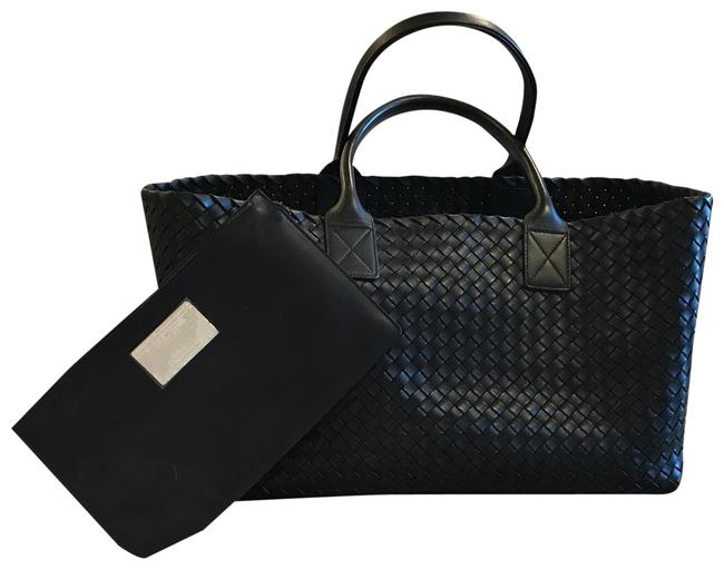 Bottega Veneta Cabat Black Leather Tote