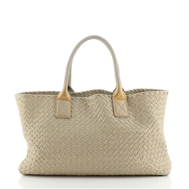 Bottega Veneta Cabat Intrecciato Metallic Nappa Medium Gray Leather Tote