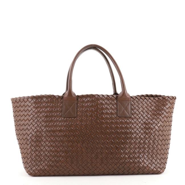 Bottega Veneta Cabat Intrecciato Nappa Medium Brown Leather Tote