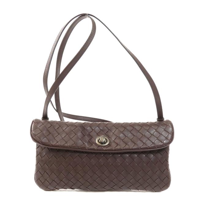 Bottega Veneta Calf Ladies Brown Intrecciato Shoulder Bag