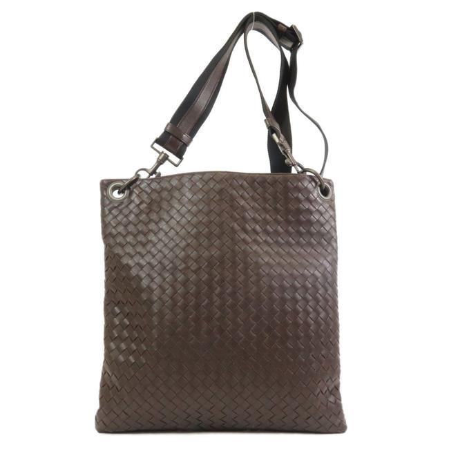 Bottega Veneta Calf Unisex Brown Intrecciato Shoulder Bag