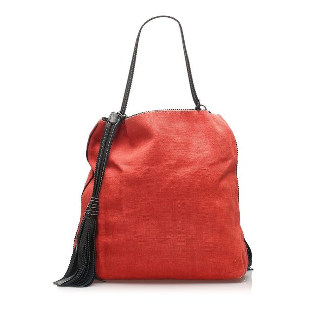 Bottega Veneta Canvas Red Leather Shoulder Bag