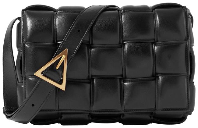 Bottega Veneta Cassette Padded Intrecciato Black Leather Shoulder Bag