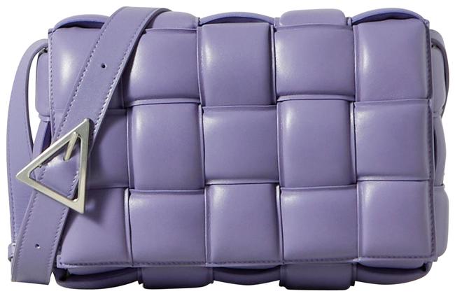 Bottega Veneta Cassette Padded Intrecciato Lilac Leather Shoulder Bag