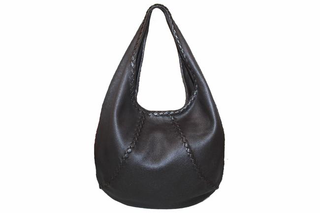 Bottega Veneta Cervo Baseball Dark Brown Deerskin Leather Hobo Bag