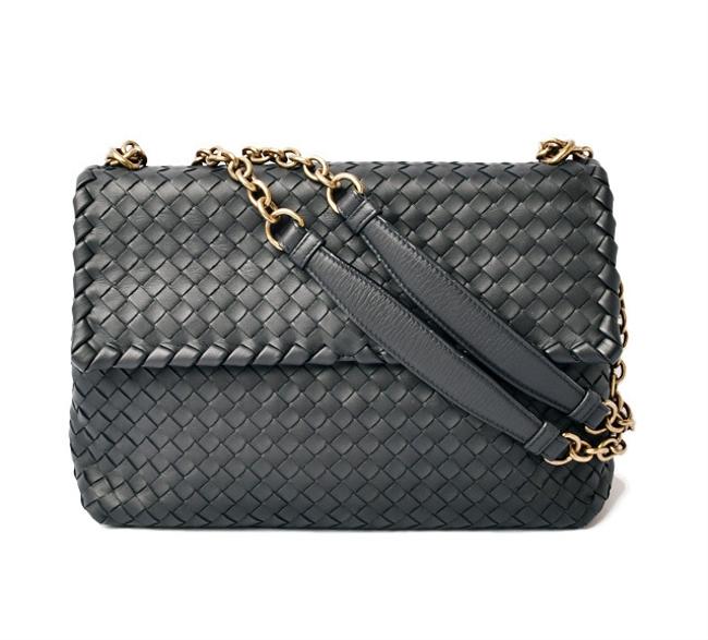 Bottega Veneta Chain Bag Olympia Medium 386499 Dark Navy Leather Clutch