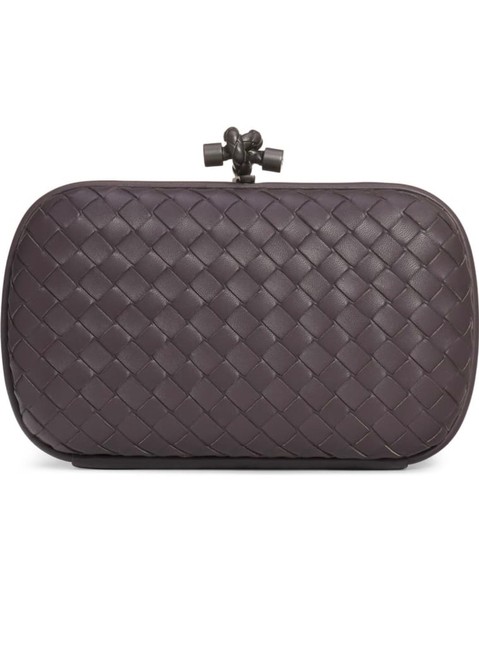 Bottega Veneta Price Reduced Chain Knot Intrecciato Brown Leather Clutch