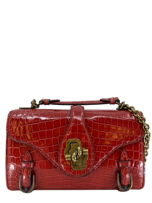 Bottega Veneta City Knot Red Crocodile Skin Leather Shoulder Bag