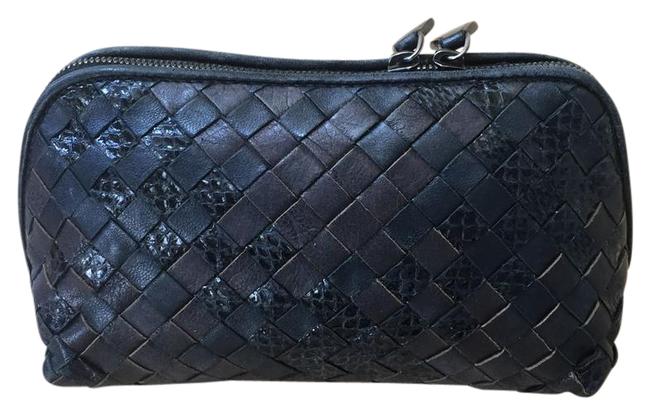 Bottega VenetaCosmetic BlackBrown Leather Clutch