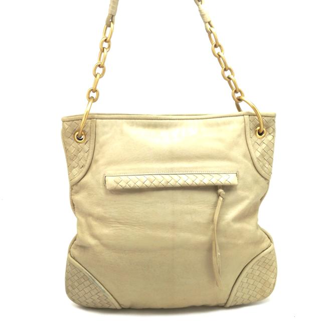Bottega Veneta Cream Nappa Leather Shoulder Bag