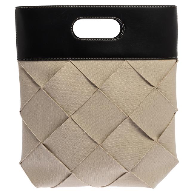 Bottega Veneta CreamBlack Canvas and Leather Slip Tote